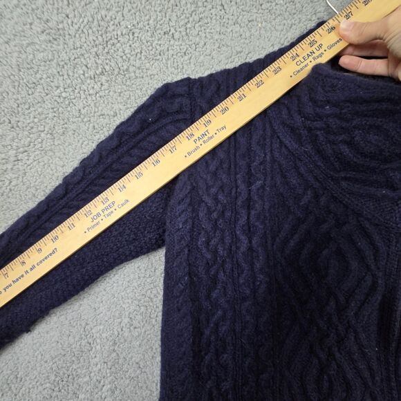 Aran Crafts Merino Wool Zip Front Wmns Sz S Sweater Chunky Cable Fisherman Knit - Picture 5 of 6